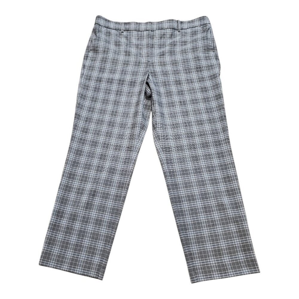 LOFT SZ 16 Women's The Riviera Slim Plaid Dress Pant Trouser Black Gray Blue